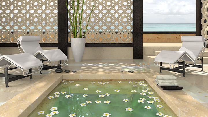 Luxury pool and spa during day
