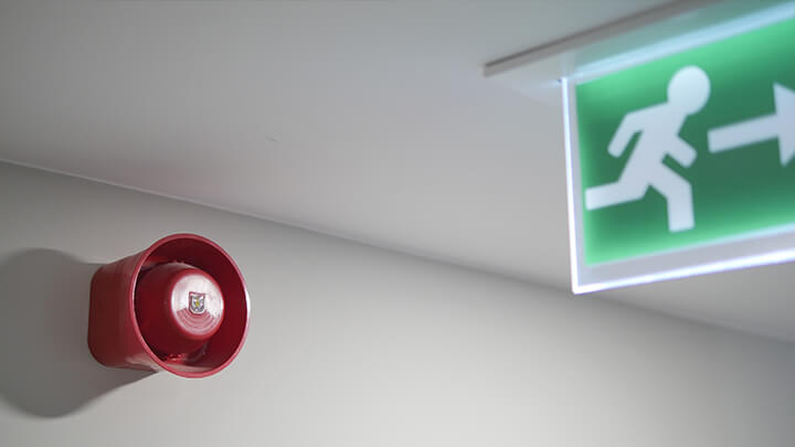 Fire exit and alarm