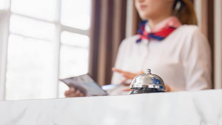 Bell on front desk at hotel