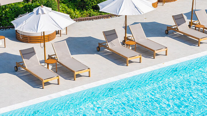 Pool chairs by a pool