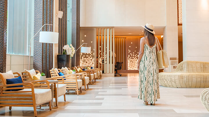 Woman in a luxury hotel